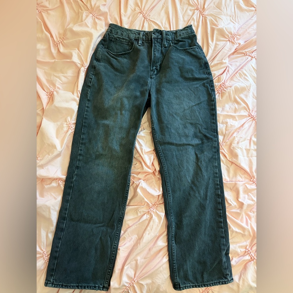 Good American Womens Black Straight Jeans